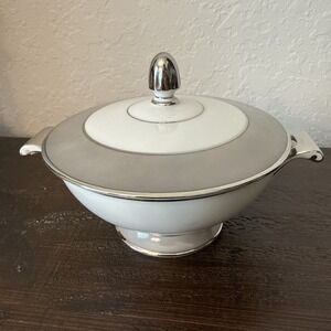 Sango Platina Sugar Bowl With Lid Japan Gray White Fine China